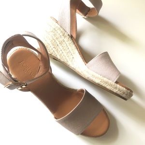 J Crew Canvas Espadrille Wedge Sandals Flax Size 8.5 New in box.